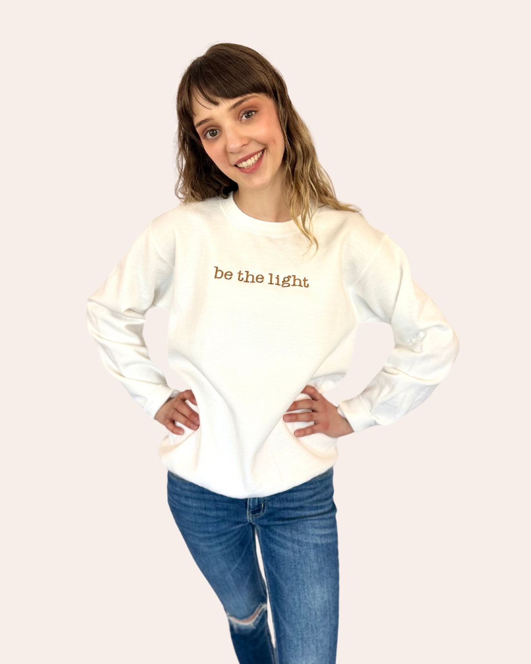 Embroidered Be The Light Sweatshirt