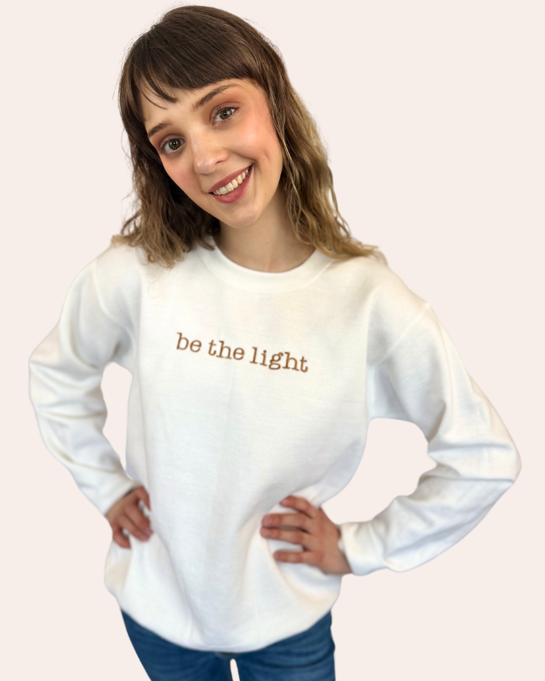 Embroidered Be The Light Sweatshirt