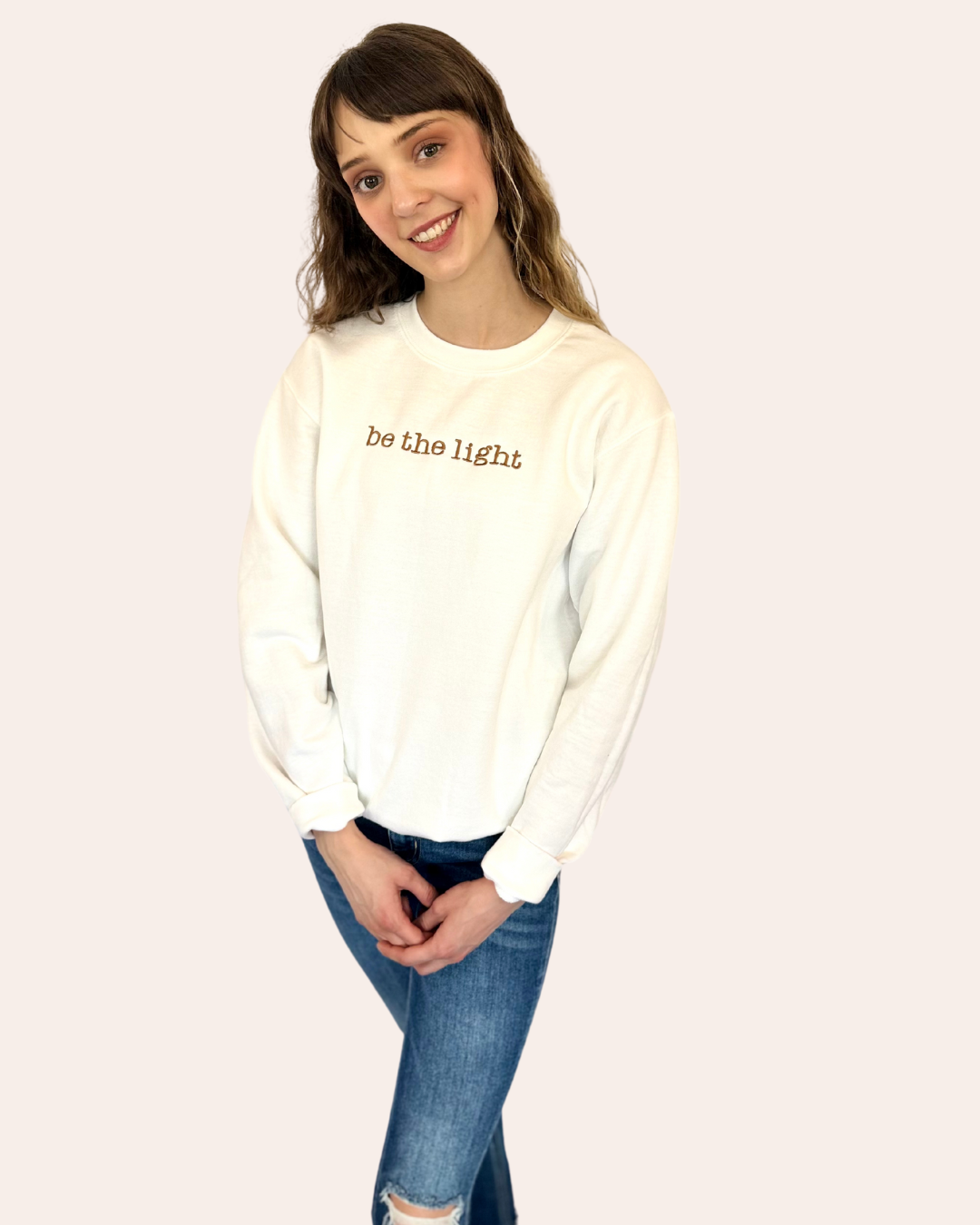 Embroidered Be The Light Sweatshirt