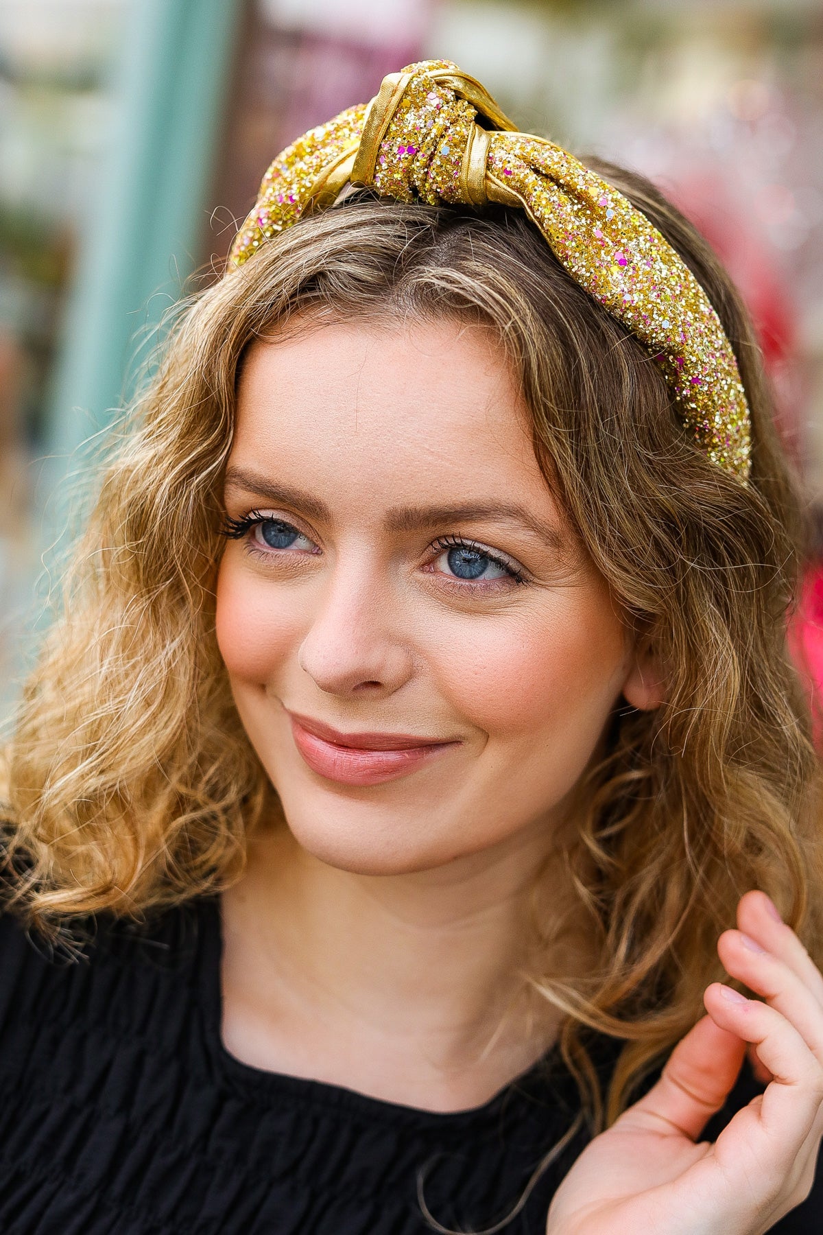 Gold Glitter Top Knot Headband