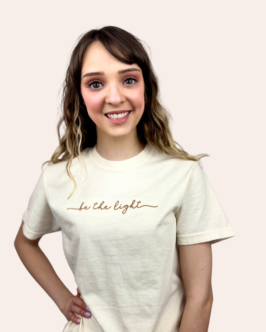 Embroidered Be the Light Tee