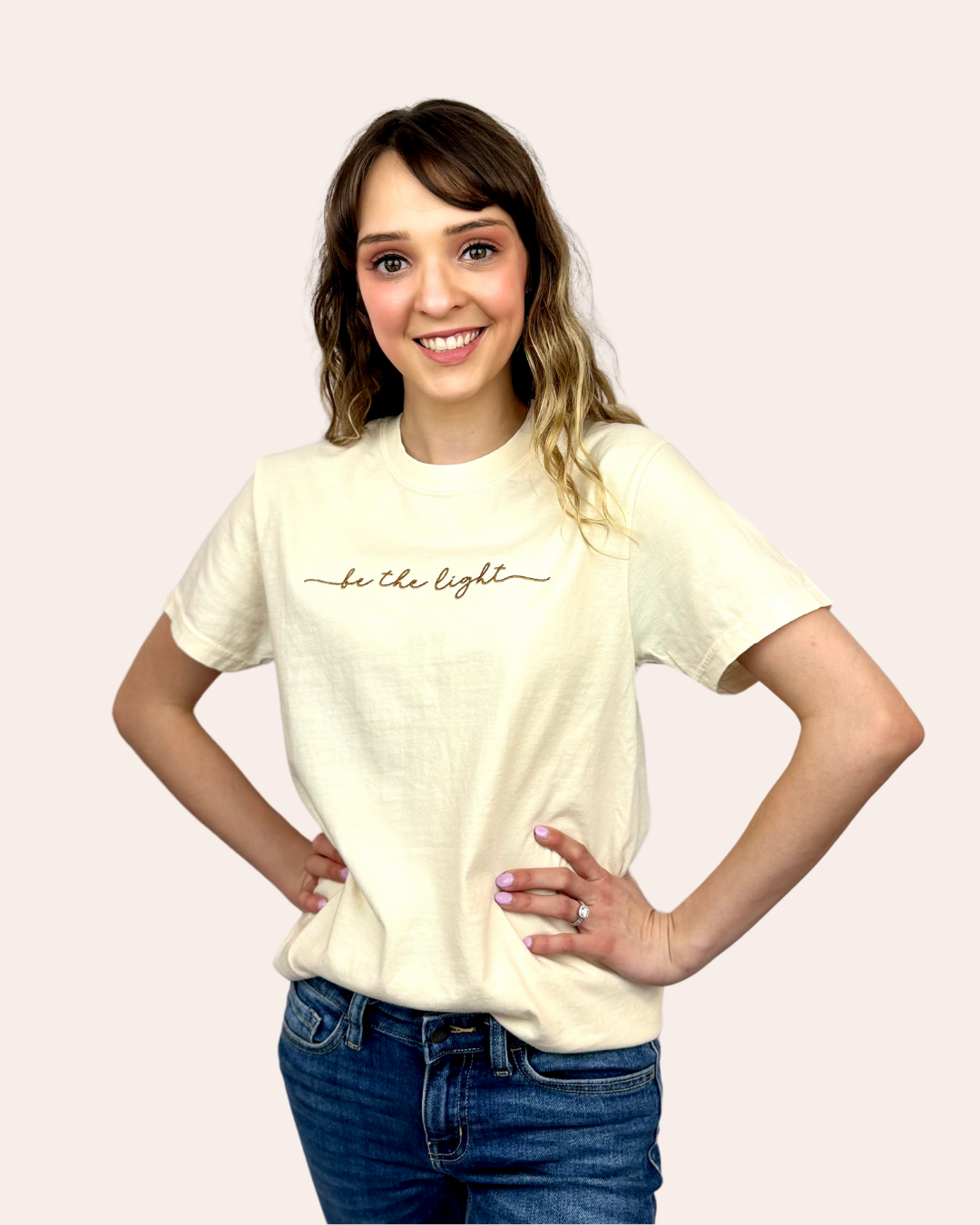 Embroidered Be the Light Tee