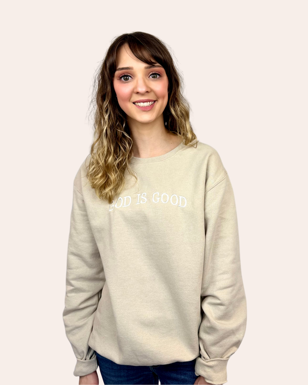 Embroidered God is Good Sweatshirt