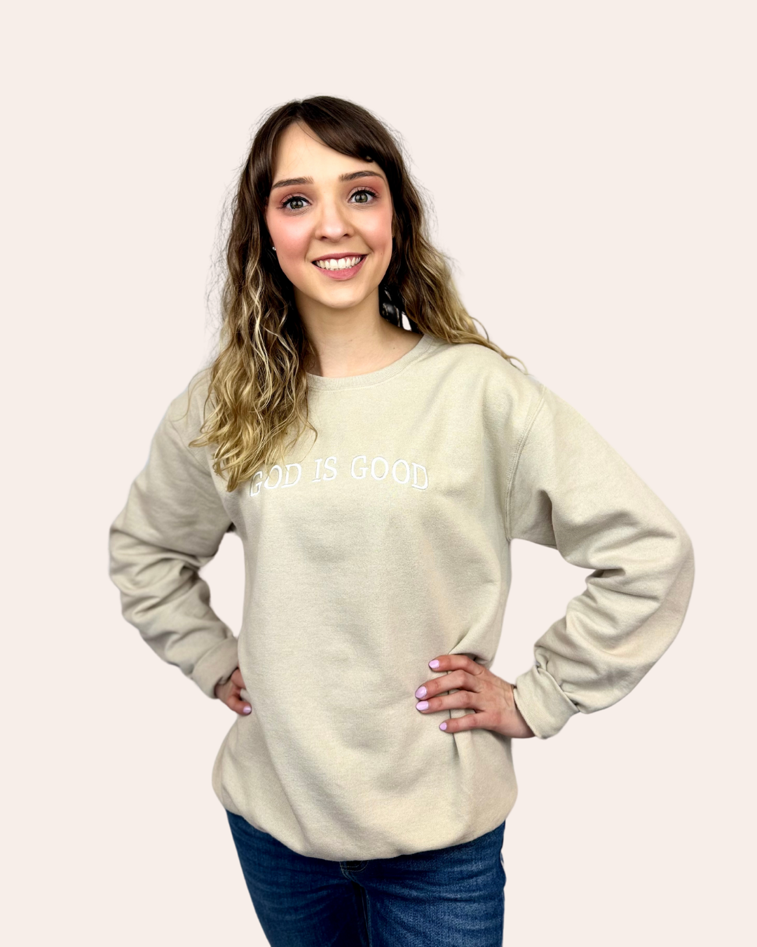 Embroidered God is Good Sweatshirt