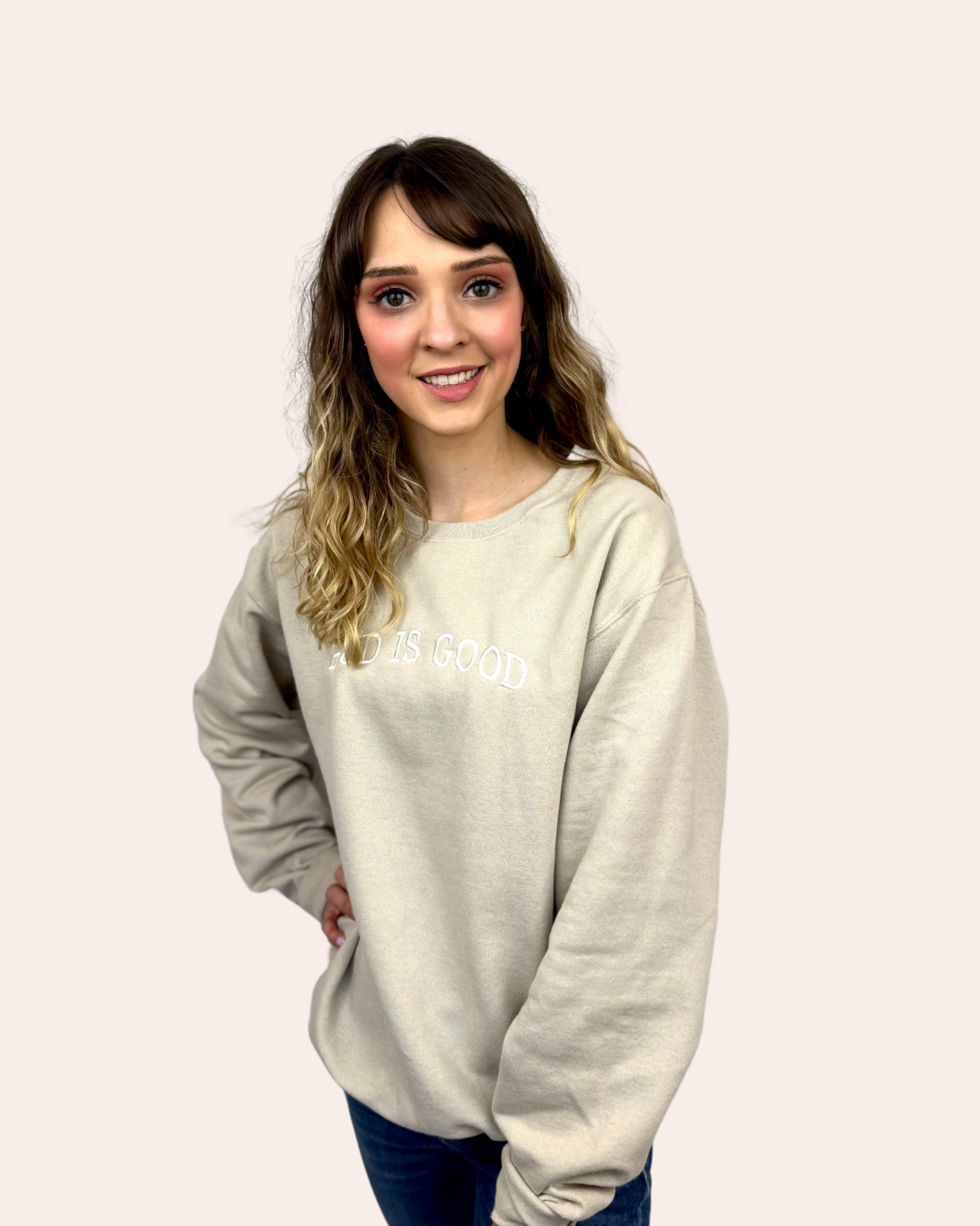 Embroidered God is Good Sweatshirt