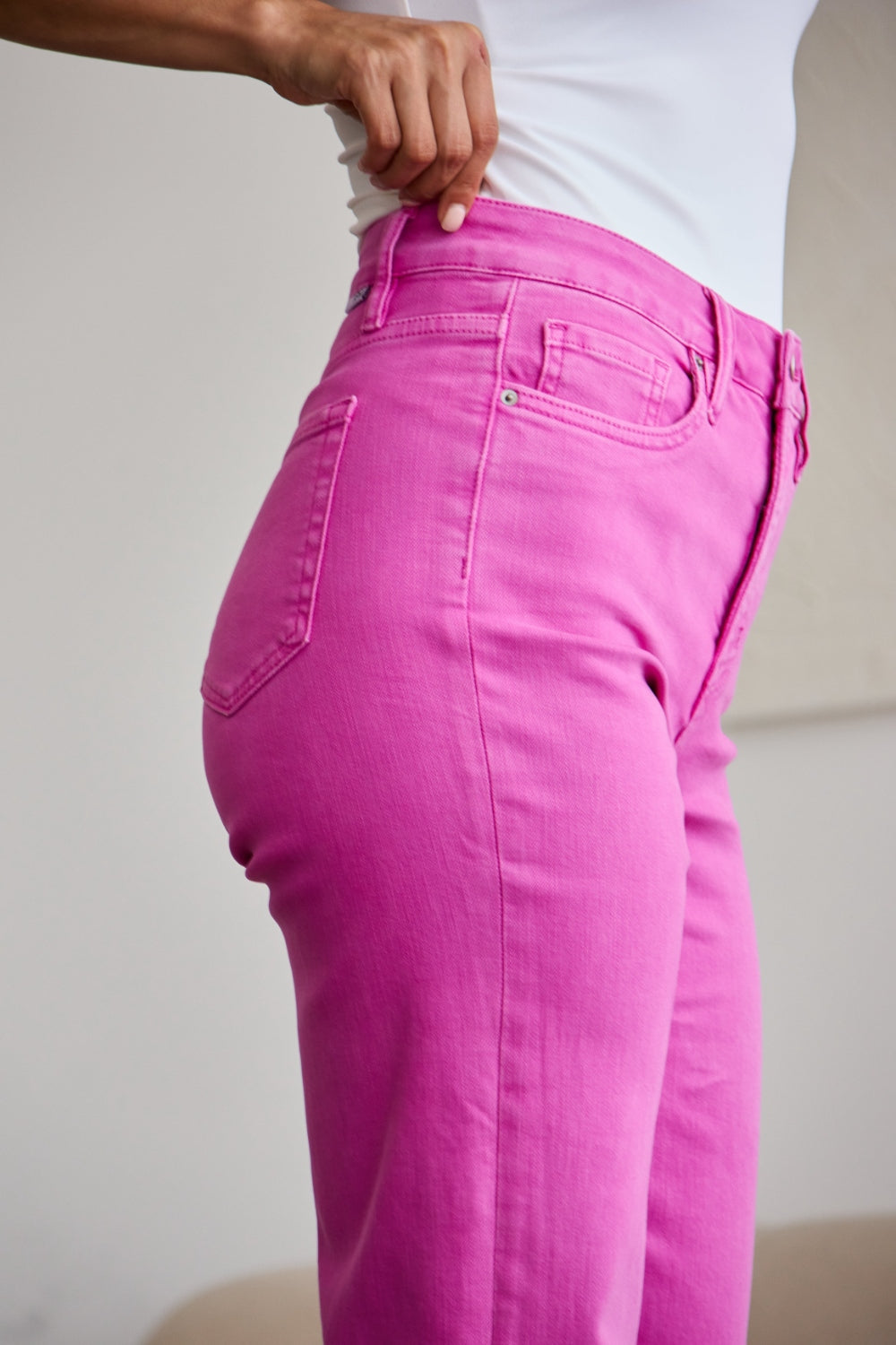 Nicole Pink Raw Hem Jeans