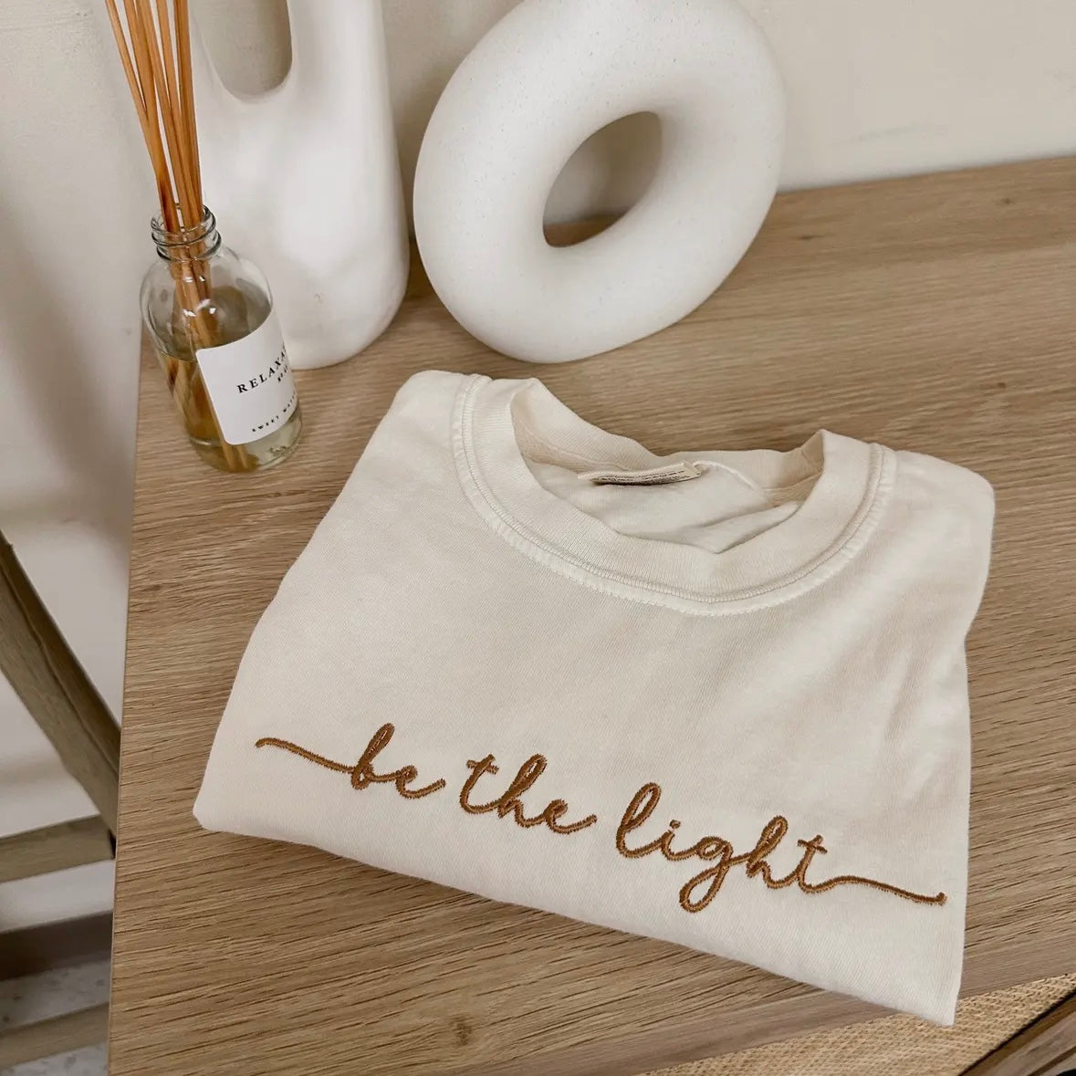 Embroidered Be the Light Tee