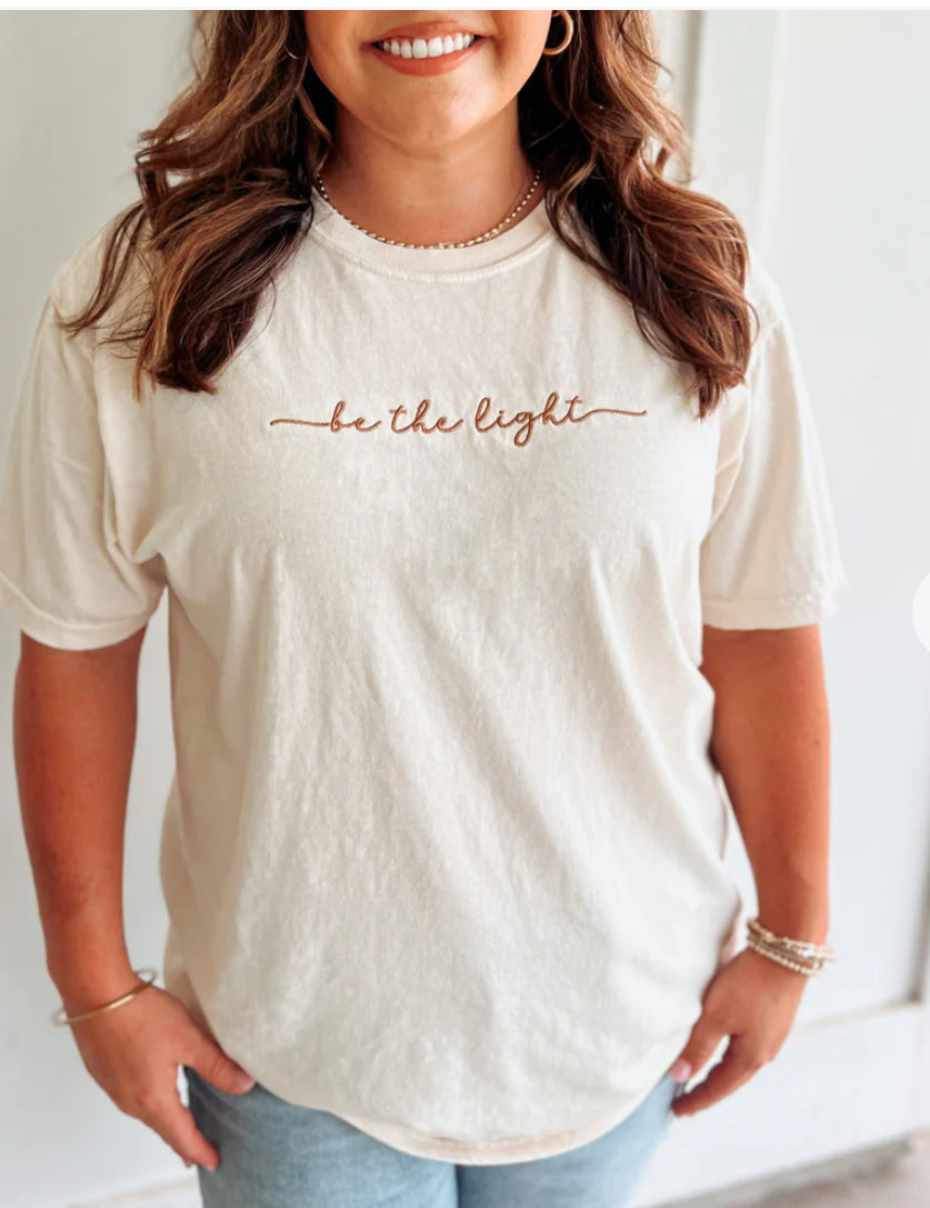 Embroidered Be the Light Tee