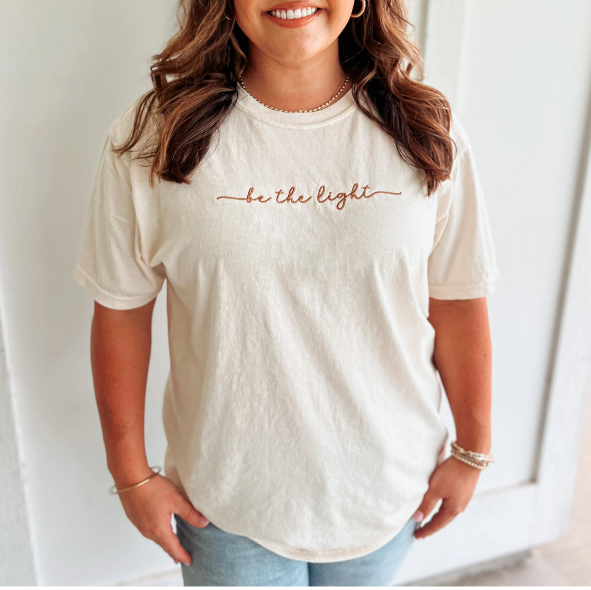 Embroidered Be the Light Tee