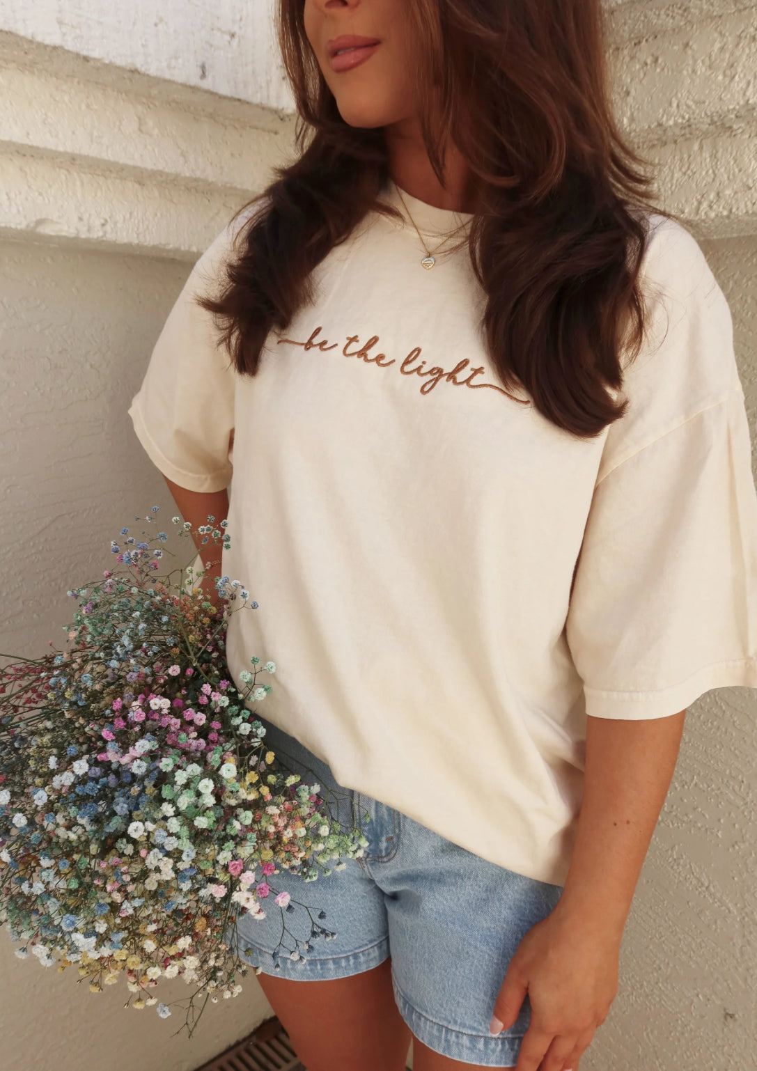 Embroidered Be the Light Tee